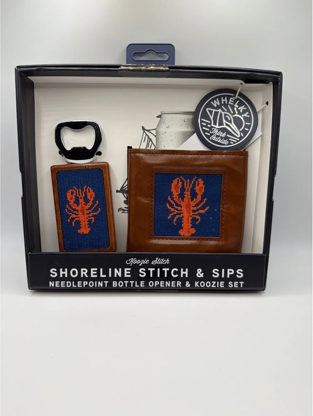 Whelky Shoreline Stitch & Sips Needlepoint Bottle Opener & Koozie Set